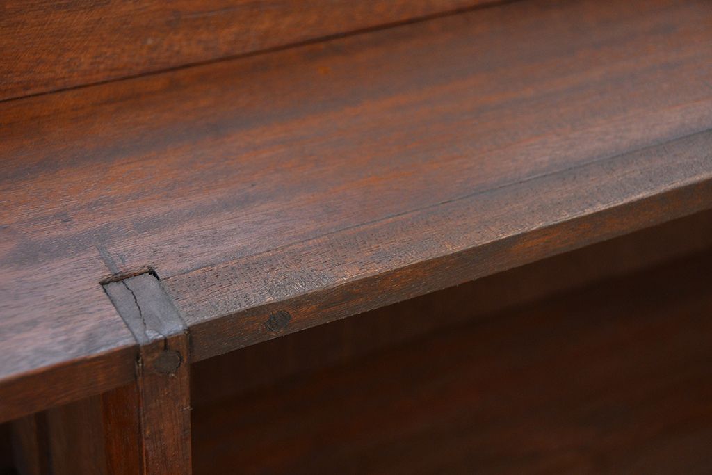 アンティーク家具　収納力抜群!古い木のアンティーク本棚(陳列棚)(飾り棚、ブックシェルフ)