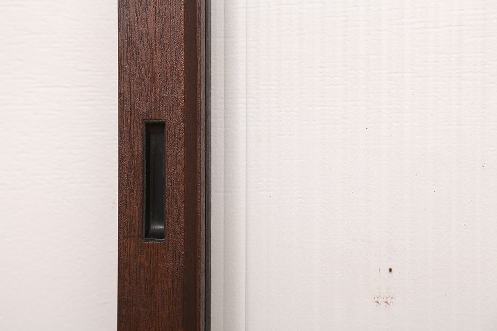 アンティーク　古い木の大判モールガラス引き戸(ガラス戸/小窓/建具)