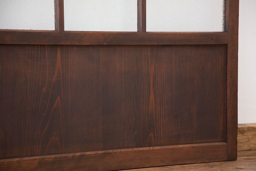 大正ロマン　古い木の色ガラス引き戸ガラス戸2枚セット(建具/ダイヤガラス/モールガラス/結霜ガラス)