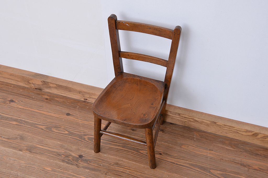 アンティーク家具 イギリスアンティーク 古い木の小さめかわいいアンティークチャイルドチェア、キッズチェア1脚(イス/子供用椅子) | ラフジュ工房