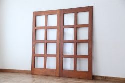 アンティーク　レトロなデザインのガラス戸2枚セット(建具)(引き戸)