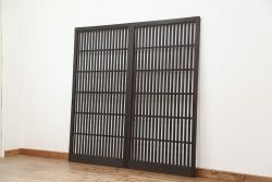 ★古民具・骨董　使い込まれた荒格子戸2枚セット(建具)
