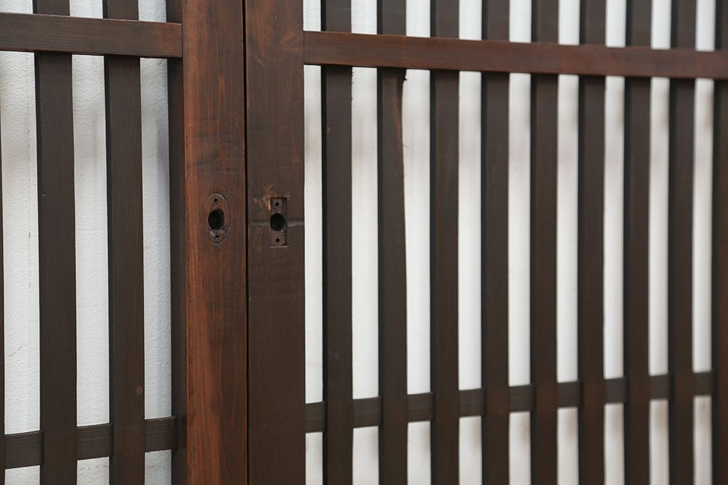 ★古民具・骨董　使い込まれた荒格子戸2枚セット(建具)