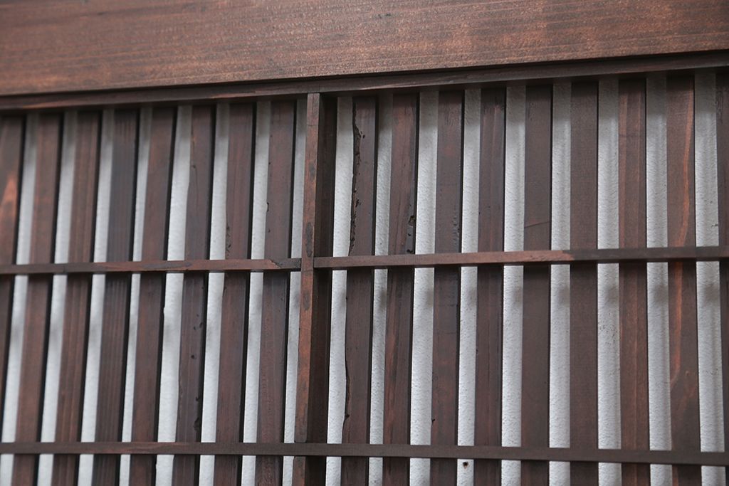 古民具・骨董　使い込まれた裏障子付き格子戸4枚セット