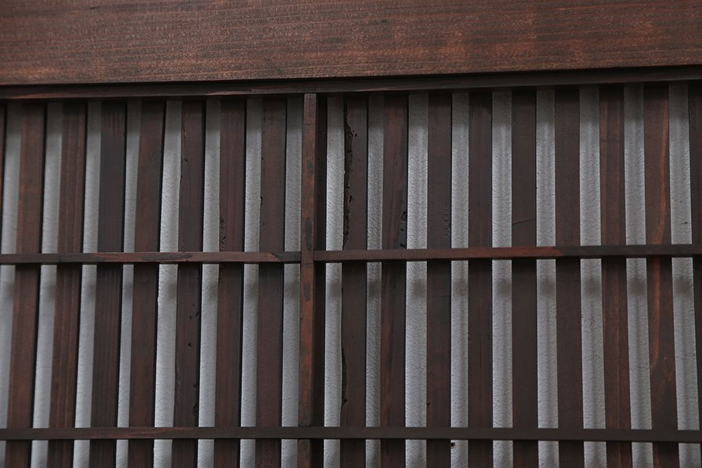古民具・骨董　使い込まれた裏障子付き格子戸4枚セット