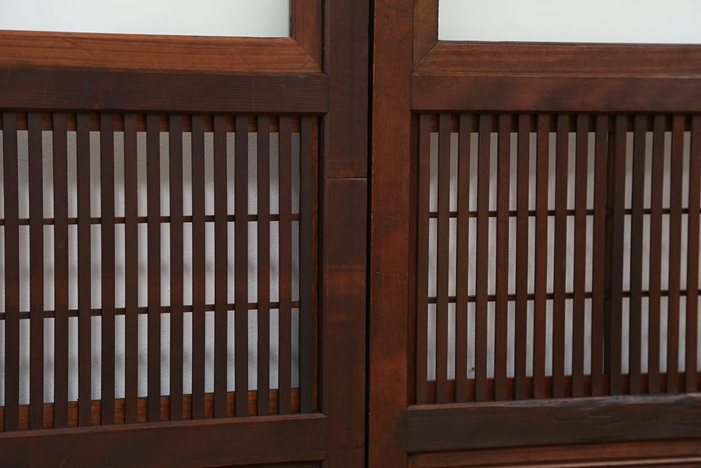 古民具・骨董　裏障子付き時代格子戸4枚セット