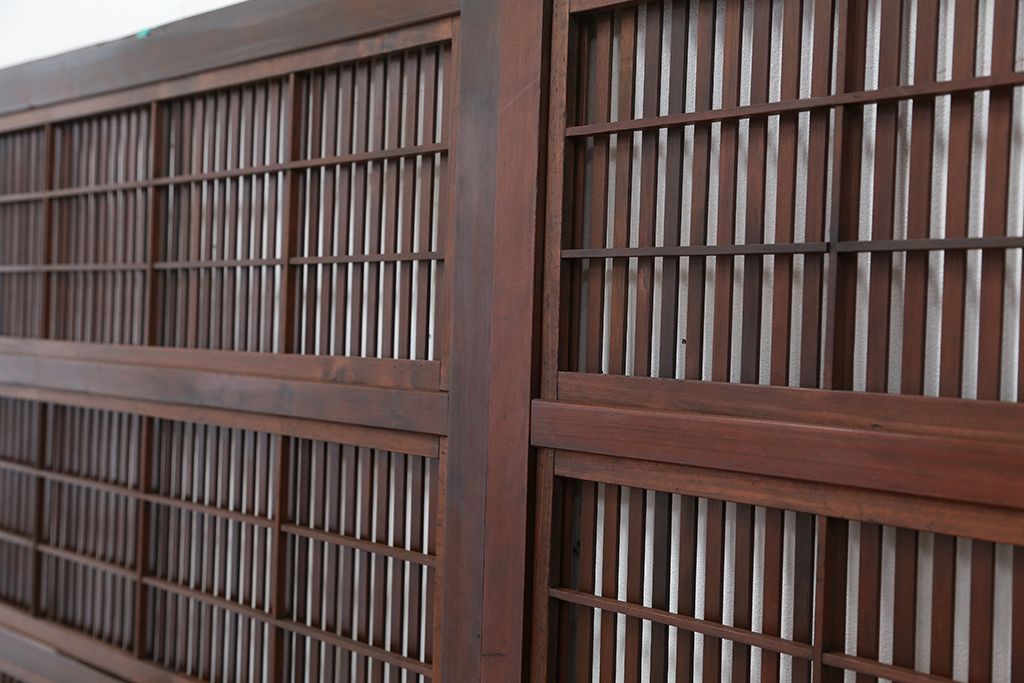 古民具・骨董　裏障子付き時代格子戸4枚セット