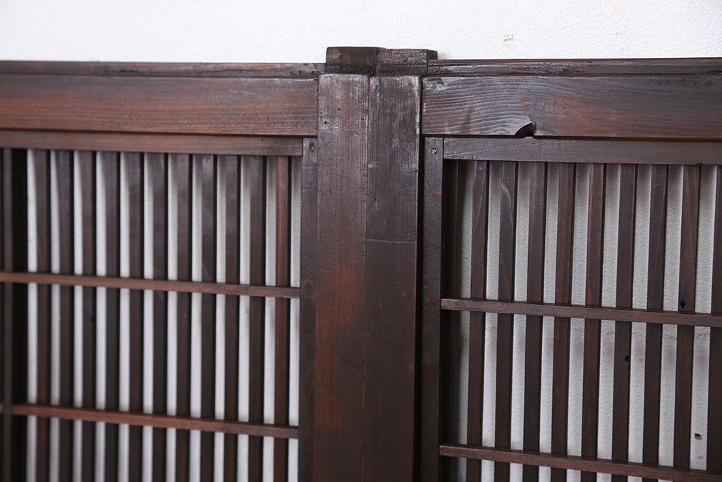 極上　腰板欅材　裏障子付きシックな格子戸4枚セット