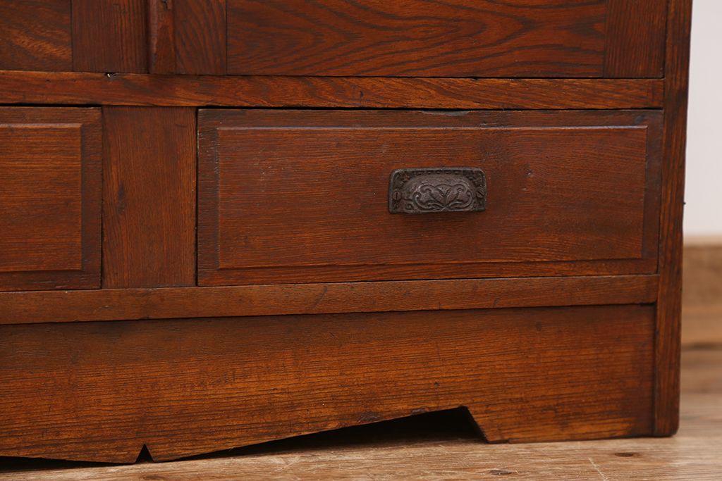 アンティーク家具　大正ロマン　古い栓材の上品な本箱(ブックケース・収納棚)