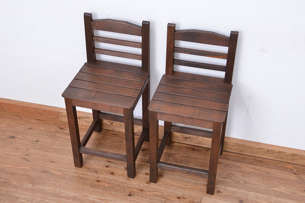 レトロ家具　昭和レトロ　1970年代シンプルな椅子　2脚セット