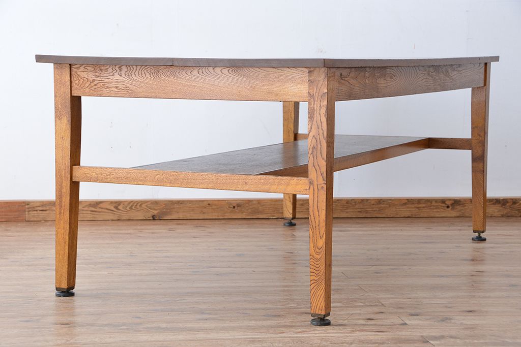 アンティーク家具　1960〜70年代　古い学校の使い込まれた大きな作業台(テーブル、机)