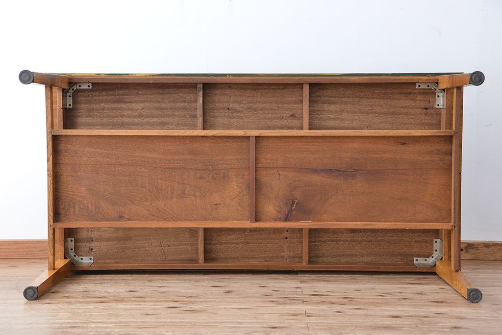 アンティーク家具　1960〜70年代　古い学校の使い込まれた大きな作業台(テーブル、机)