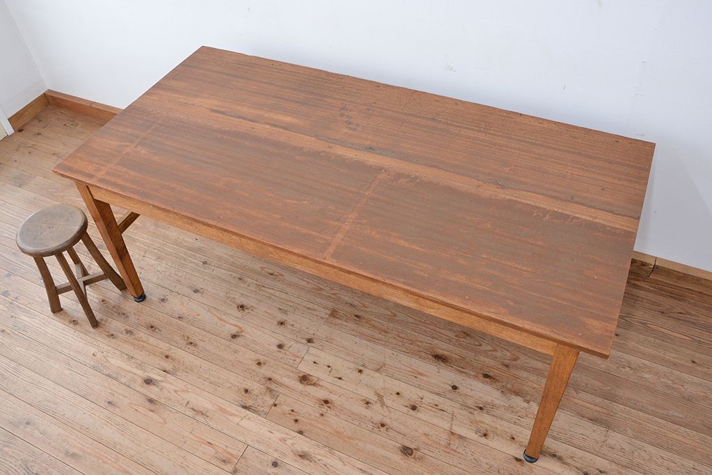 アンティーク家具　1960〜70年代　古い学校の使い込まれた大きな作業台(テーブル、机)