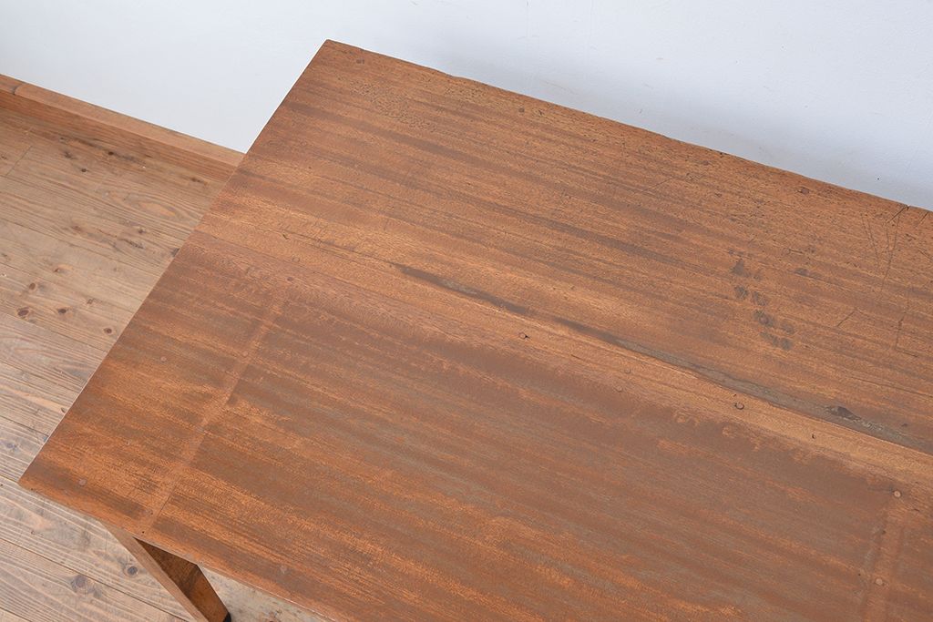 アンティーク家具　1960〜70年代　古い学校の使い込まれた大きな作業台(テーブル、机)