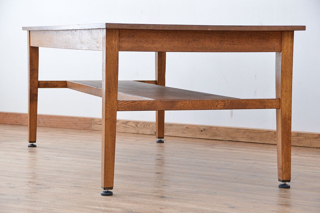 アンティーク家具　1960〜70年代　古い学校の使い込まれた大きな作業台(テーブル、机)