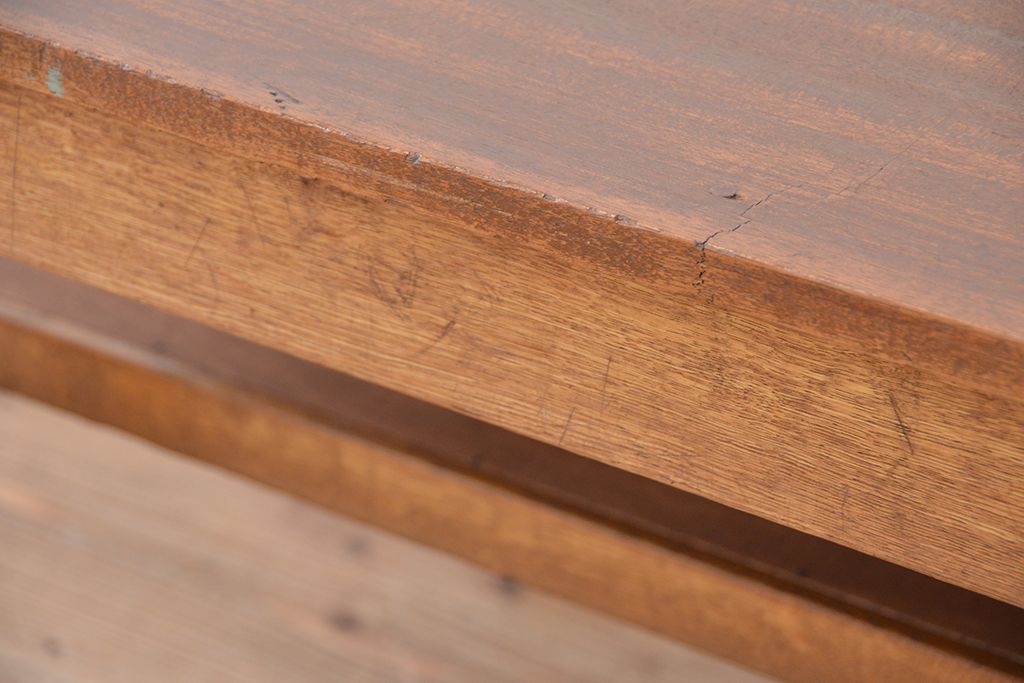 アンティーク家具　1960〜70年代　古い学校の使い込まれた大きな作業台(テーブル、机)