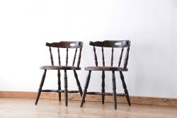 ヴィンテージ家具　イギリスビンテージ　かわいらしいダイニングチェア　2脚セット(椅子/イス)