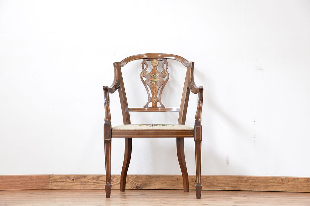 アンティーク家具 イギリスアンティーク 象嵌チェア(椅子、イス) 1脚