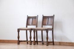 アンティーク家具　イギリスアンティーク　彫刻チェア　2脚セット(椅子、イス)