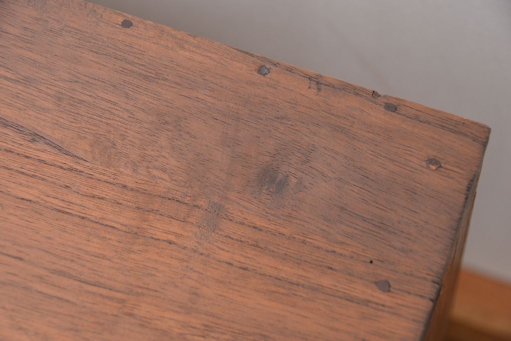 レトロ家具　昭和レトロ　古い木の脚付き観音開き収納棚(ローボード)