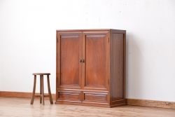アンティーク家具　古民具・骨董　特別注文造り　三方欅材の上質な茶棚(飾り棚、収納棚、茶箪笥、水屋箪笥)
