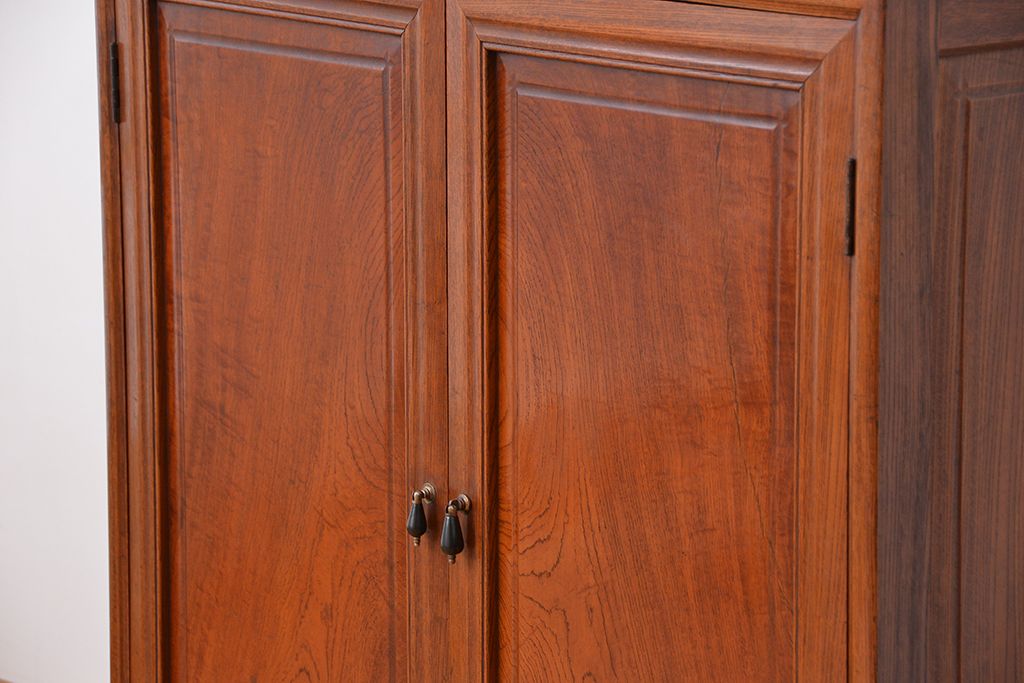 アンティーク家具　古民具・骨董　特別注文造り　三方欅材の上質な茶棚(飾り棚、収納棚、茶箪笥、水屋箪笥)