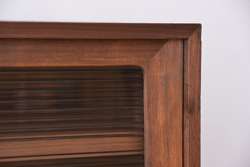 アンティーク家具　アンティーク　モールガラス脚付きローボード?(収納棚)　