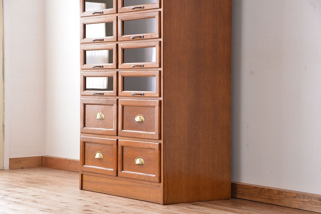 アンティーク家具　1970年頃 海外製 縦型 引き出し シャツケース(ガラスケース/ショーケース)