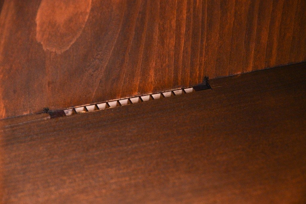 アンティーク家具　アンティーク　大正ロマン　丸窓扉の鉄脚収納棚(ローボード、サイドボード)