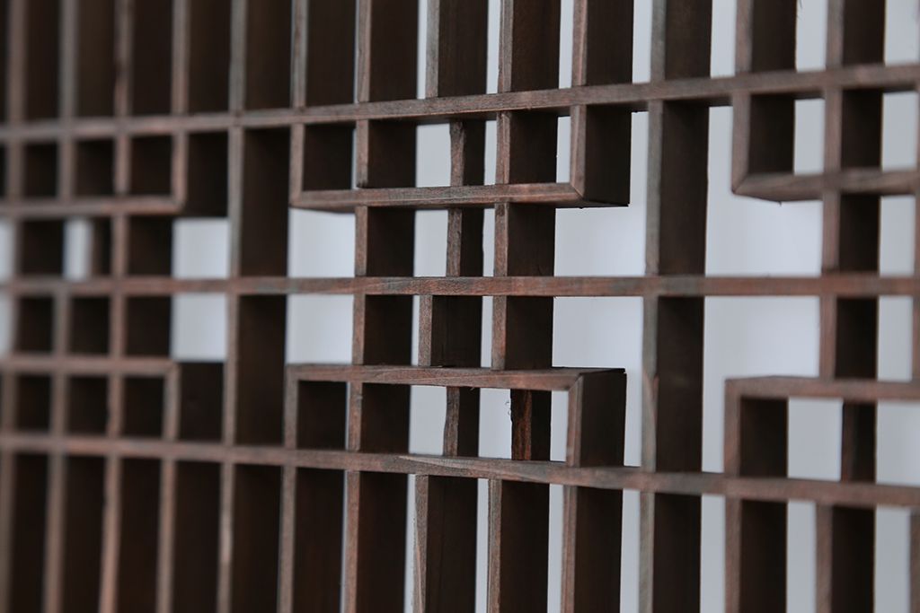 アンティーク　組子細工の格子書院戸　4枚セット(2)(建具)