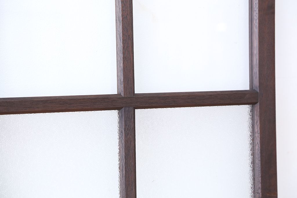 和製アンティーク　ダイヤガラス!古い木の背の低い引き戸2枚セット(ガラス戸・窓)