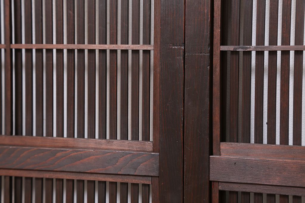 ★古民具・骨董　繊細で上質な裏障子付き格子戸　2枚セット