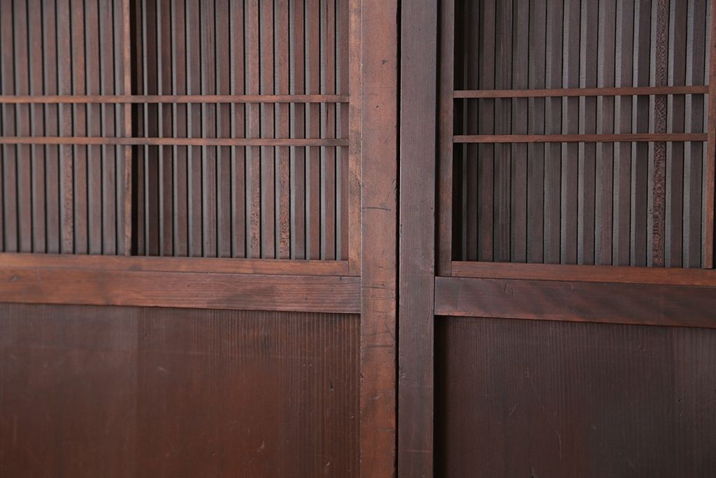 古民具・骨董　極上!裏障子付き万本格子戸　4枚セット(建具)