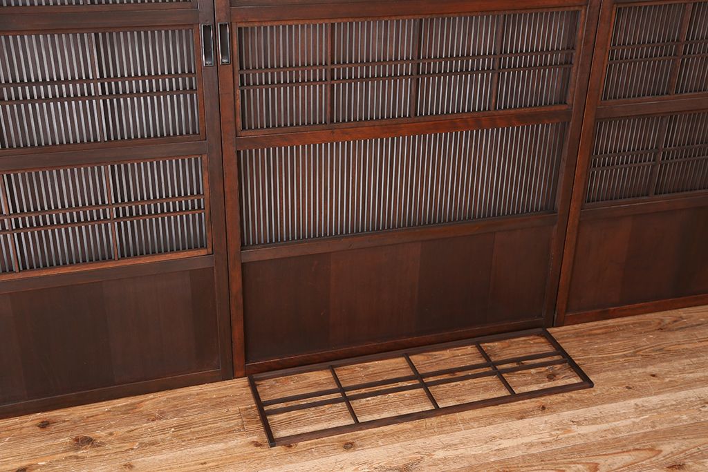 古民具・骨董　極上!裏障子付き万本格子戸　4枚セット(建具)