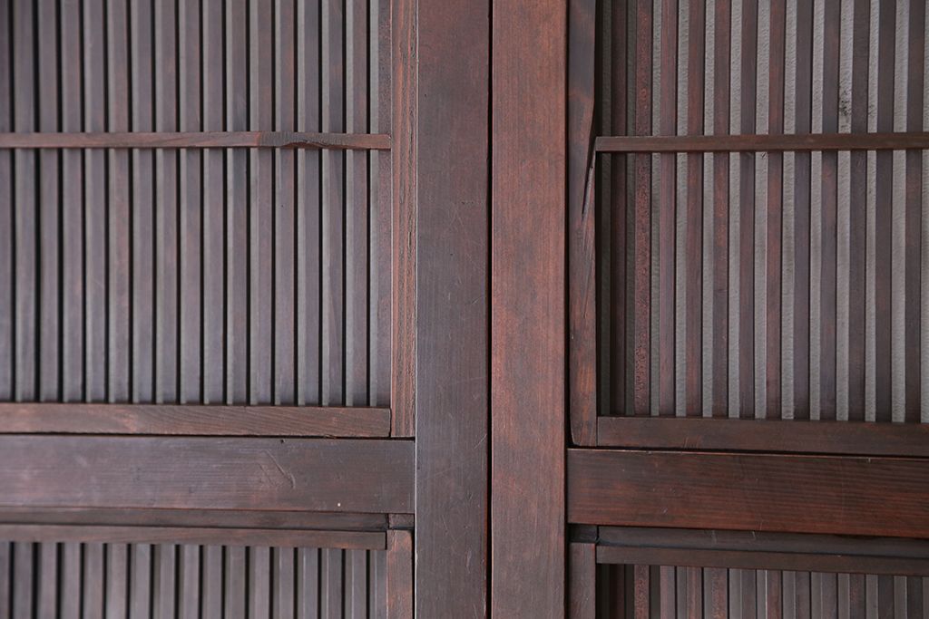 古民具・骨董　4枚九尺幅　極上・上手物　裏障子付き万本格子戸　4枚セット