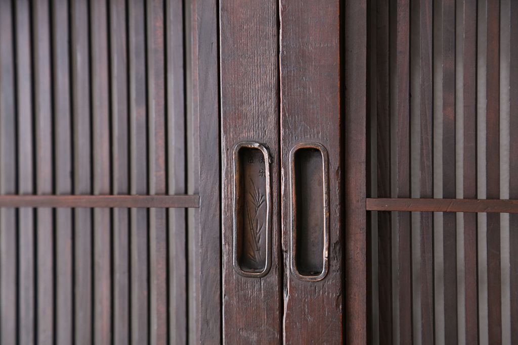 古民具・骨董　4枚九尺幅　極上・上手物　裏障子付き万本格子戸　4枚セット