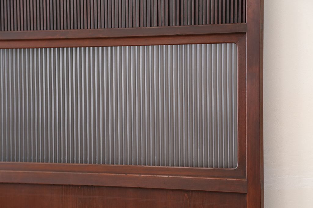 古民具・骨董　極上!上手物縦桟91本作りの素晴らしい裏ガラス万本格子戸4枚