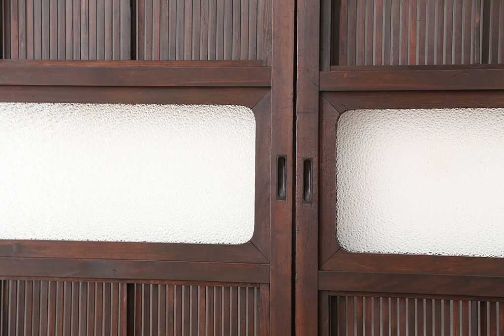 アンティーク　上手物シックで繊細な裏障子付き万本格子戸4枚セット(引き戸)