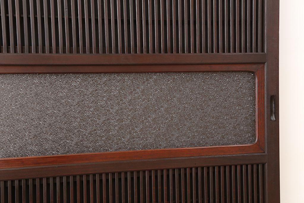 アンティーク　美品腰板欅材・上質な裏障子付き格子戸4枚セット(建具)