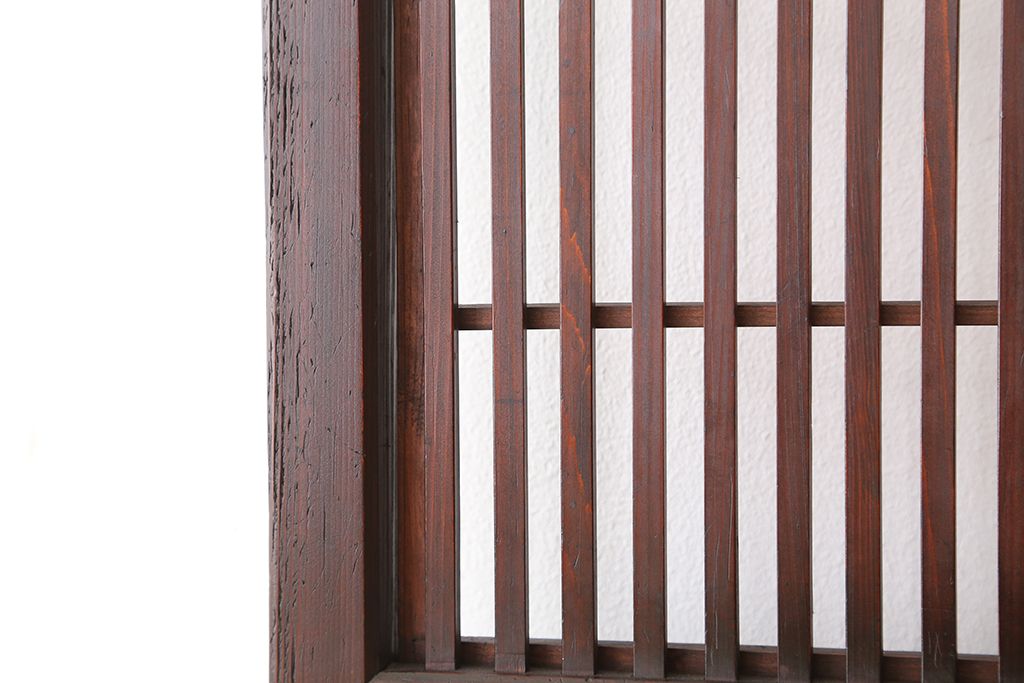 希少　色ガラス入り格子戸1枚(裏障子付き)