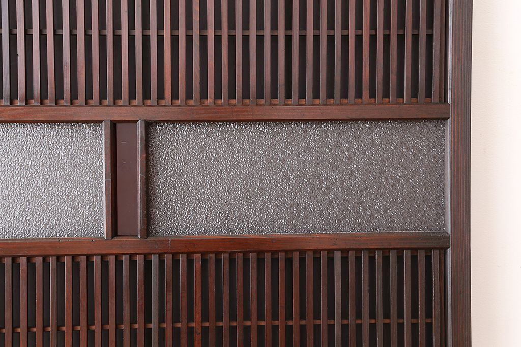 希少　色ガラス入り格子戸1枚(裏障子付き)