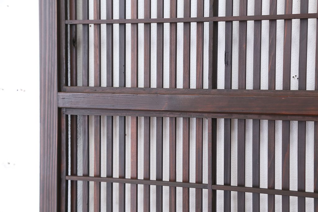 希少　色ガラス入り格子戸1枚(裏障子付き)