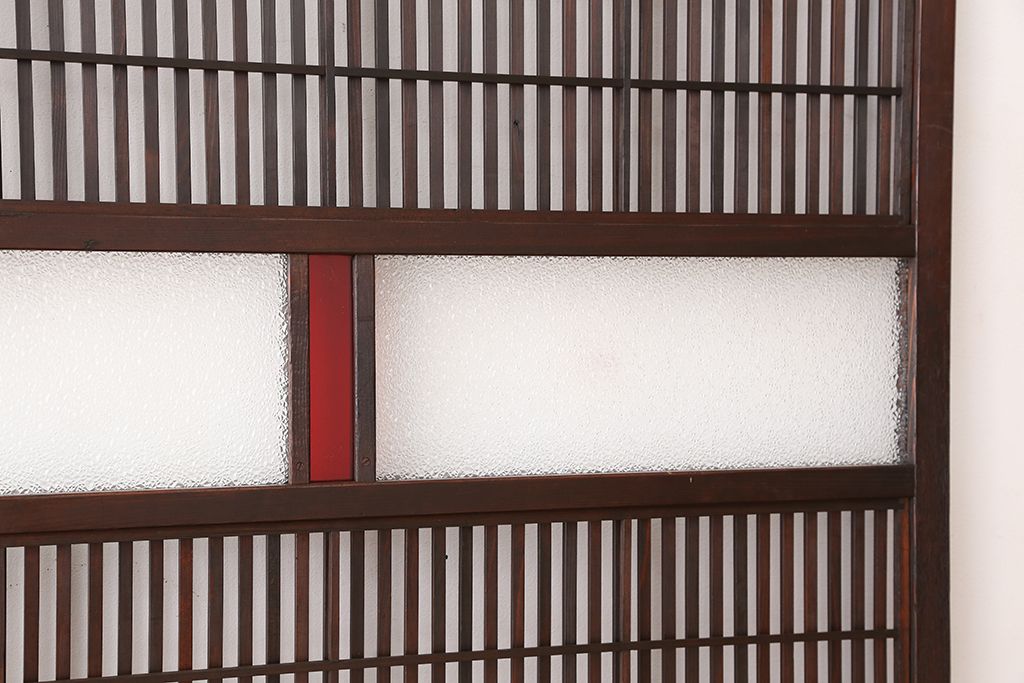 希少　色ガラス入り格子戸1枚(裏障子付き)