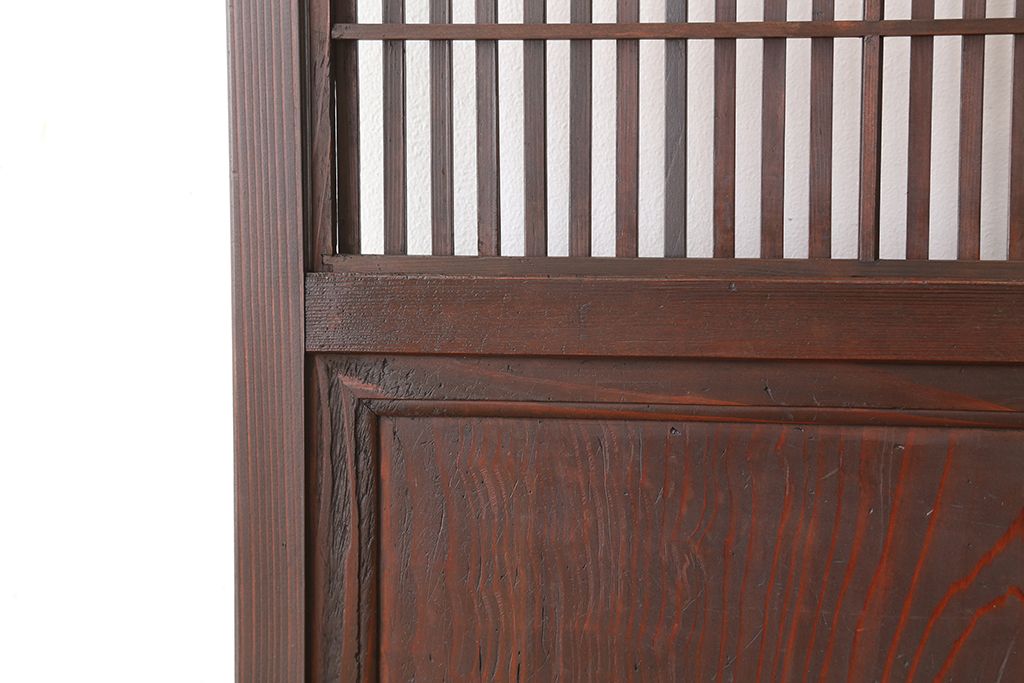 希少　色ガラス入り格子戸1枚(裏障子付き)