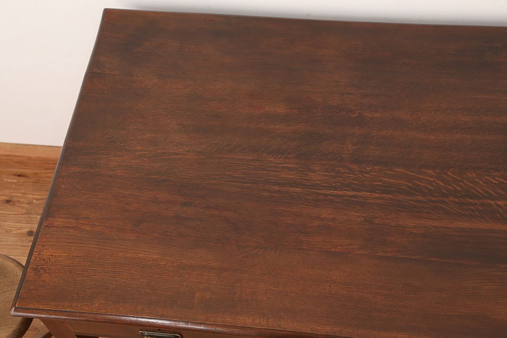 アンティーク家具　大正ロマン　最高級　総ナラ材　上質で大振りな片袖机(テーブル/デスク)