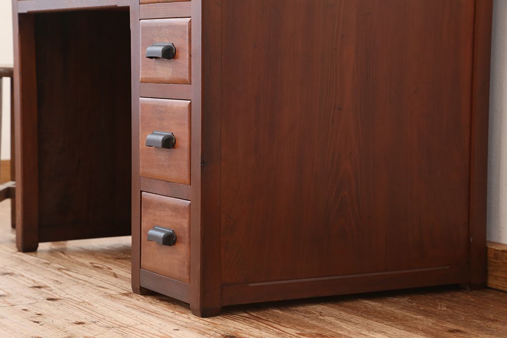 アンティーク家具　アンティーク　古い木のカウンター式片袖机(テーブル/作業台)