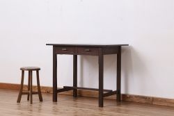 アンティーク家具　アンティーク　古い木の使い込まれた平机(テーブル・作業台)(3)