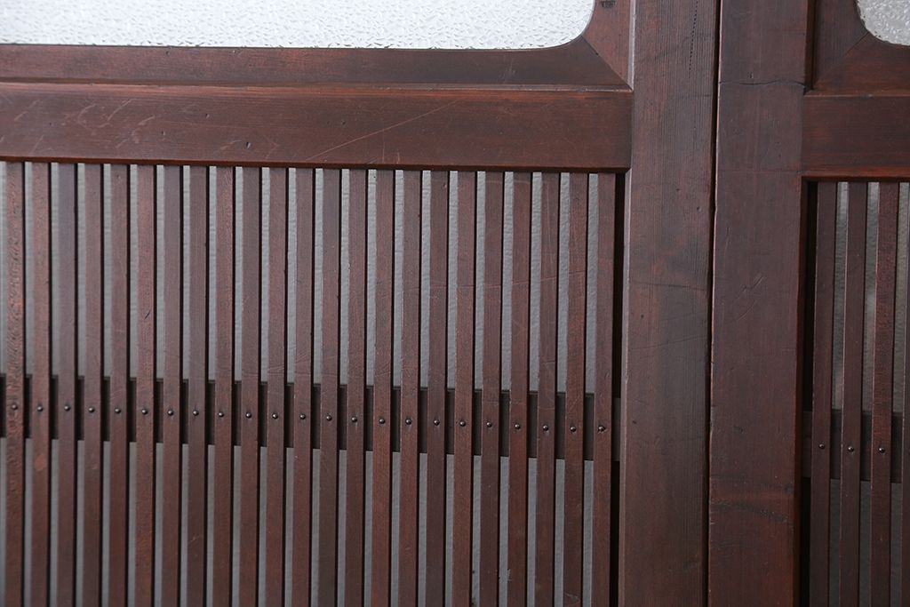 古民具・骨董　上質で繊細なダイヤガラス入り裏ガラス格子戸3枚セット