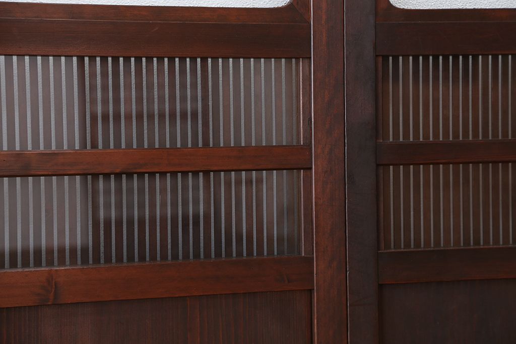 古民具・骨董　上質で繊細なダイヤガラス入り裏ガラス格子戸3枚セット
