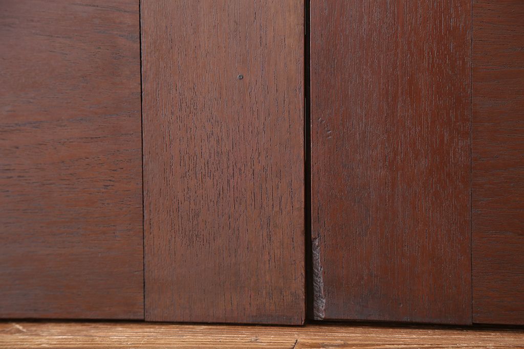 大正ロマン チーク材 国産 重厚で上質な両開きドア1対(扉)